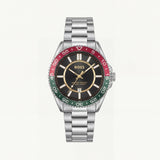 Premium Silver Stainless Steel Watch Black Dial Tricolor Sport Bezel Date Display Classic Luxury Watch – Men
