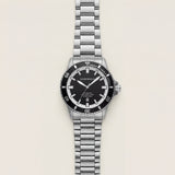 Premium Silver Stainless Steel Diver Style Watch Black Dial White Ring Date Display Sport Luxury Watch – Men