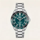 Premium Silver Stainless Steel Watch Green Dial Sport Bezel Date Display Classic Luxury Watch – Men