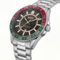 Premium Silver Stainless Steel Watch Black Dial Tricolor Sport Bezel Date Display Classic Luxury Watch – Men