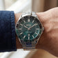 Premium Silver Stainless Steel Watch Green Dial Sport Bezel Date Display Classic Luxury Watch – Men
