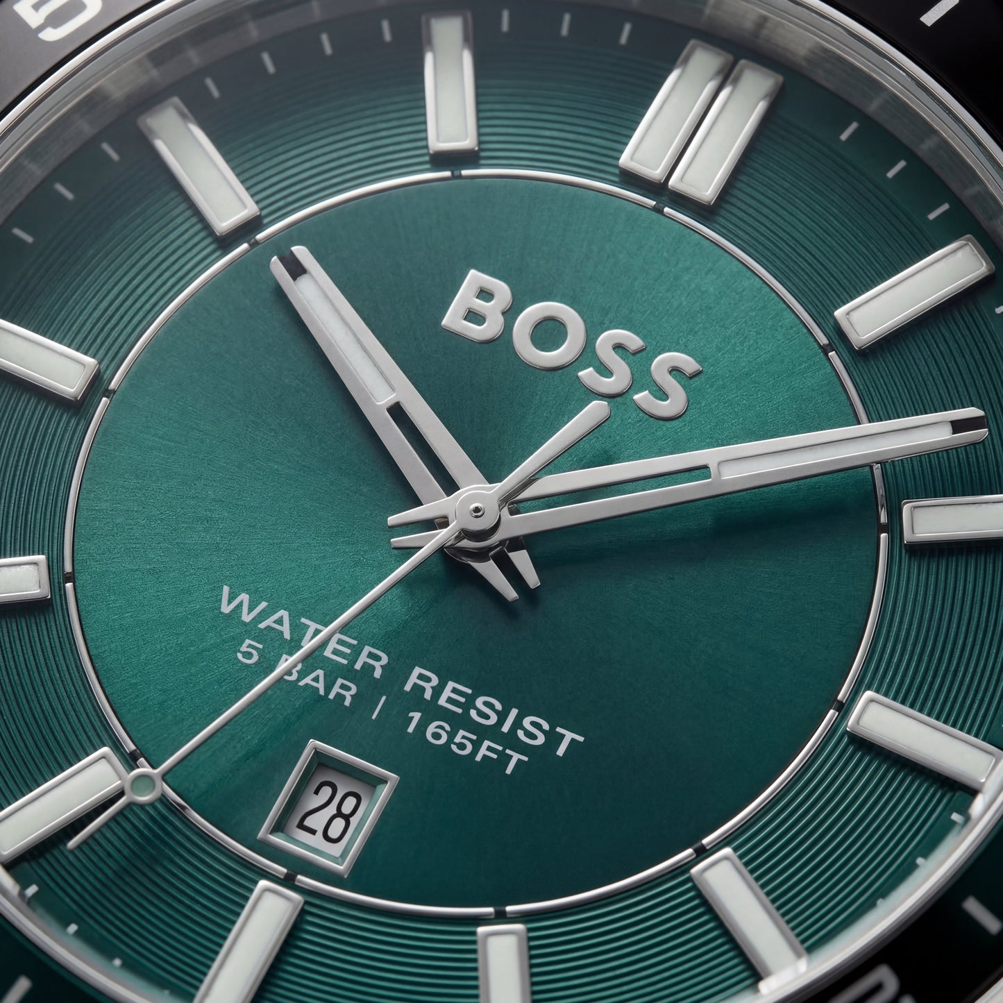 Premium Silver Stainless Steel Watch Green Dial Sport Bezel Date Display Classic Luxury Watch – Men
