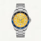 Premium Silver Stainless Steel Watch Yellow Dial Blue Sport Bezel Date Display Bold Luxury Watch – Men