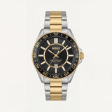 Premium Two-Tone Stainless Steel Watch Black Dial Gold Accent Bezel Date Display Classic Luxury Watch – Men