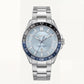 Premium Silver Stainless Steel Watch Ice Blue Dial Blue Sport Bezel Date Display Classic Luxury Watch – Men