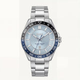 Premium Silver Stainless Steel Watch Ice Blue Dial Blue Sport Bezel Date Display Classic Luxury Watch – Men