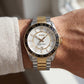 Premium Two-Tone Stainless Steel Watch White Dial Gold Accent Bezel Date Display Classic Luxury Watch – Men