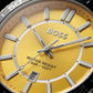 Premium Silver Stainless Steel Watch Yellow Dial Blue Sport Bezel Date Display Bold Luxury Watch – Men