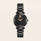 Black Round Case Luxury Medusa Dial Gold Hands Stainless Steel Bracelet Watch – Women