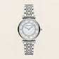 Silver Mother-of-Pearl Crystal Ring Watch – Luxe Edition