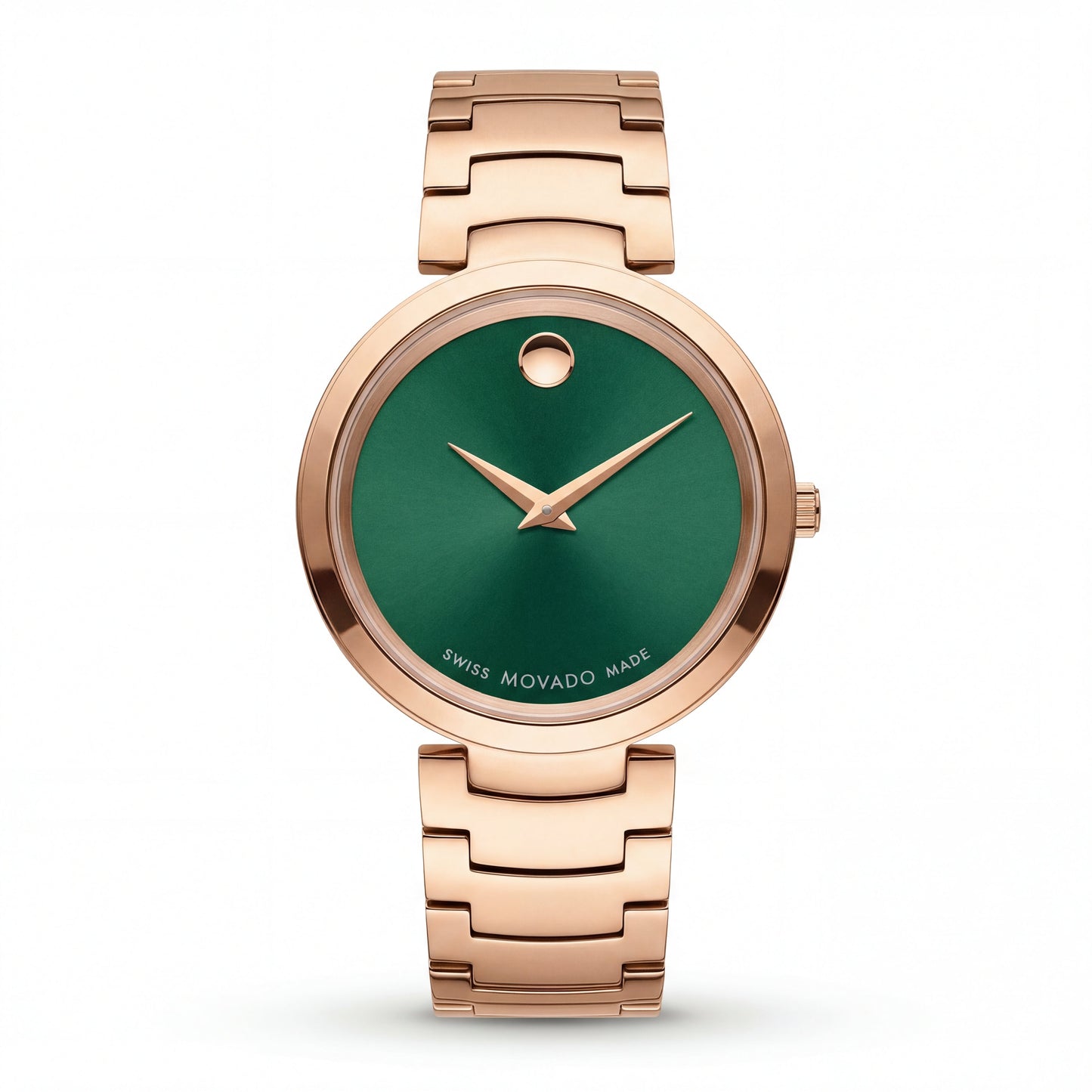 Rose Gold Minimalist Emerald Green Sunray Dial Luxury Bracelet Watch – Women