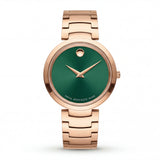 Rose Gold Minimalist Emerald Green Sunray Dial Luxury Bracelet Watch – Women