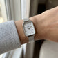 Classic White Rectangular Dial Silver Mesh Minimal Watch