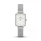 Classic White Rectangular Dial Silver Mesh Minimal Watch