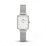 Classic White Rectangular Dial Silver Mesh Minimal Watch