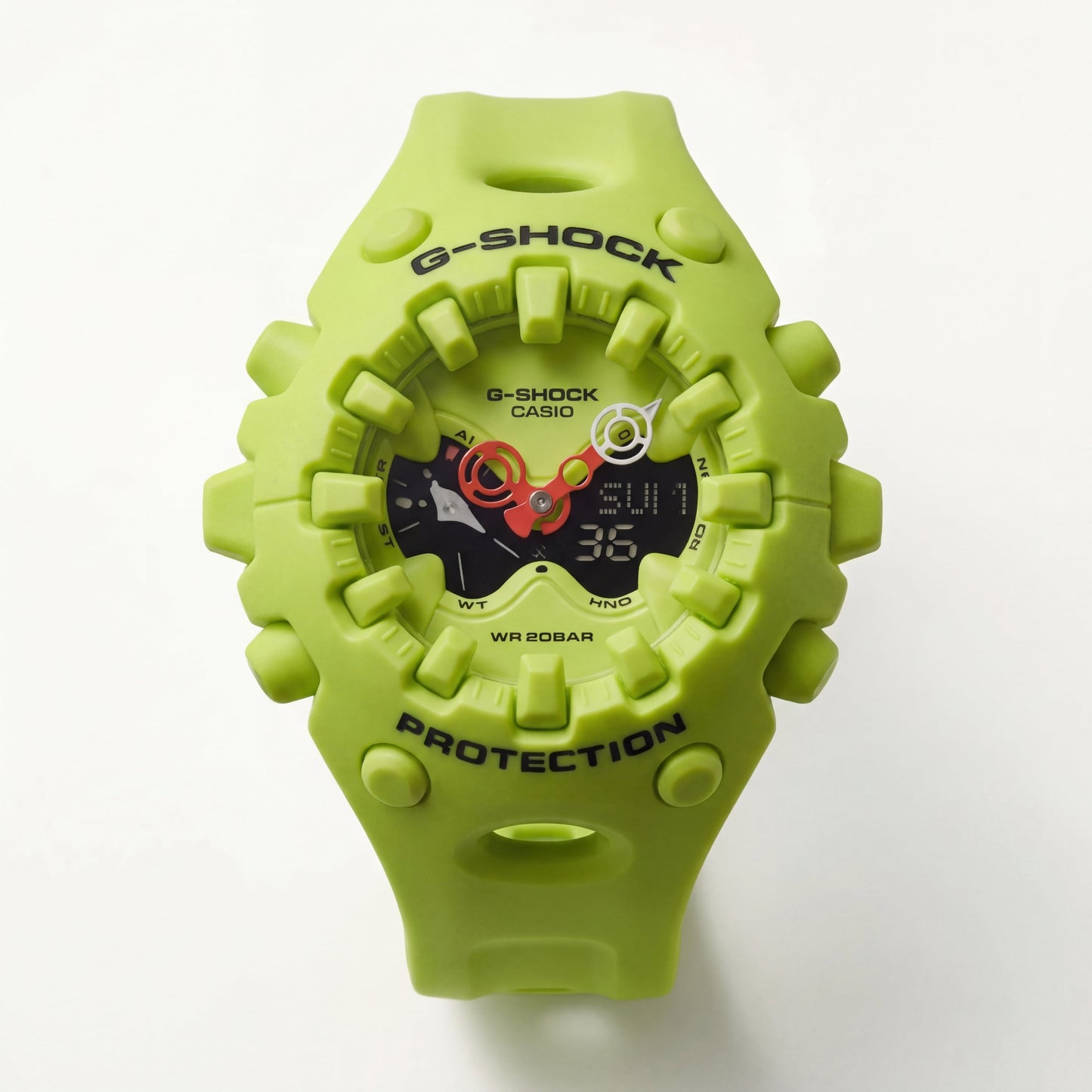 Neon Green Shock-Resistant Hybrid Sports Watch