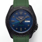 Black Automatic Dive Men’s Watch with Blue Dial & Green Strap