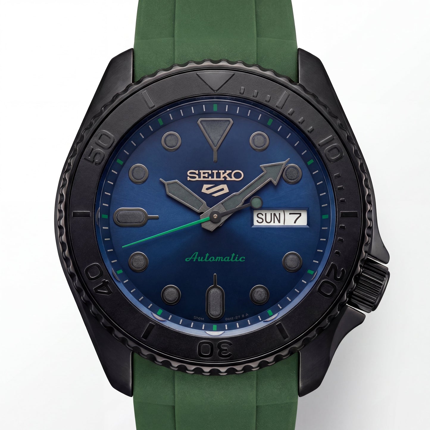 Black Automatic Dive Men’s Watch with Blue Dial & Green Strap