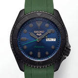 Black Automatic Dive Men’s Watch with Blue Dial & Green Strap