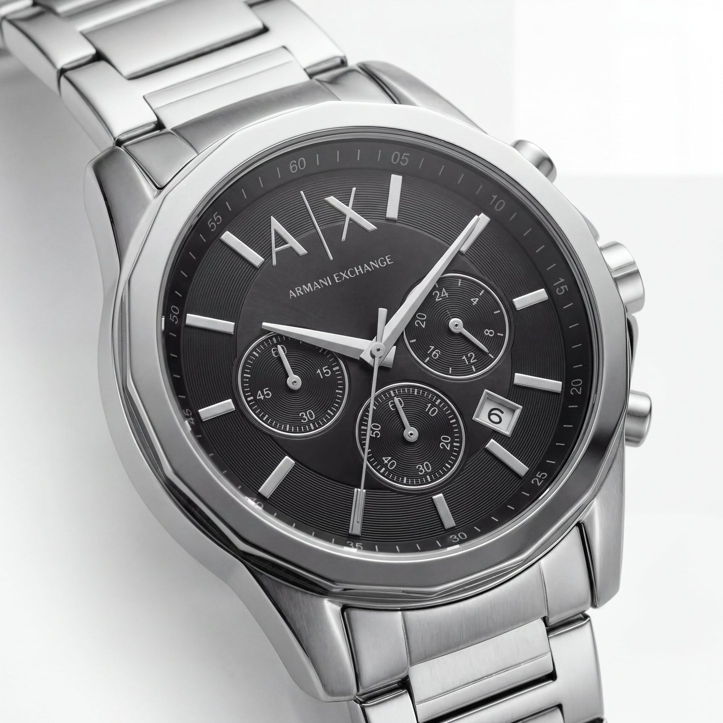 Centrix Midnight Black Silver Chronograph Watch