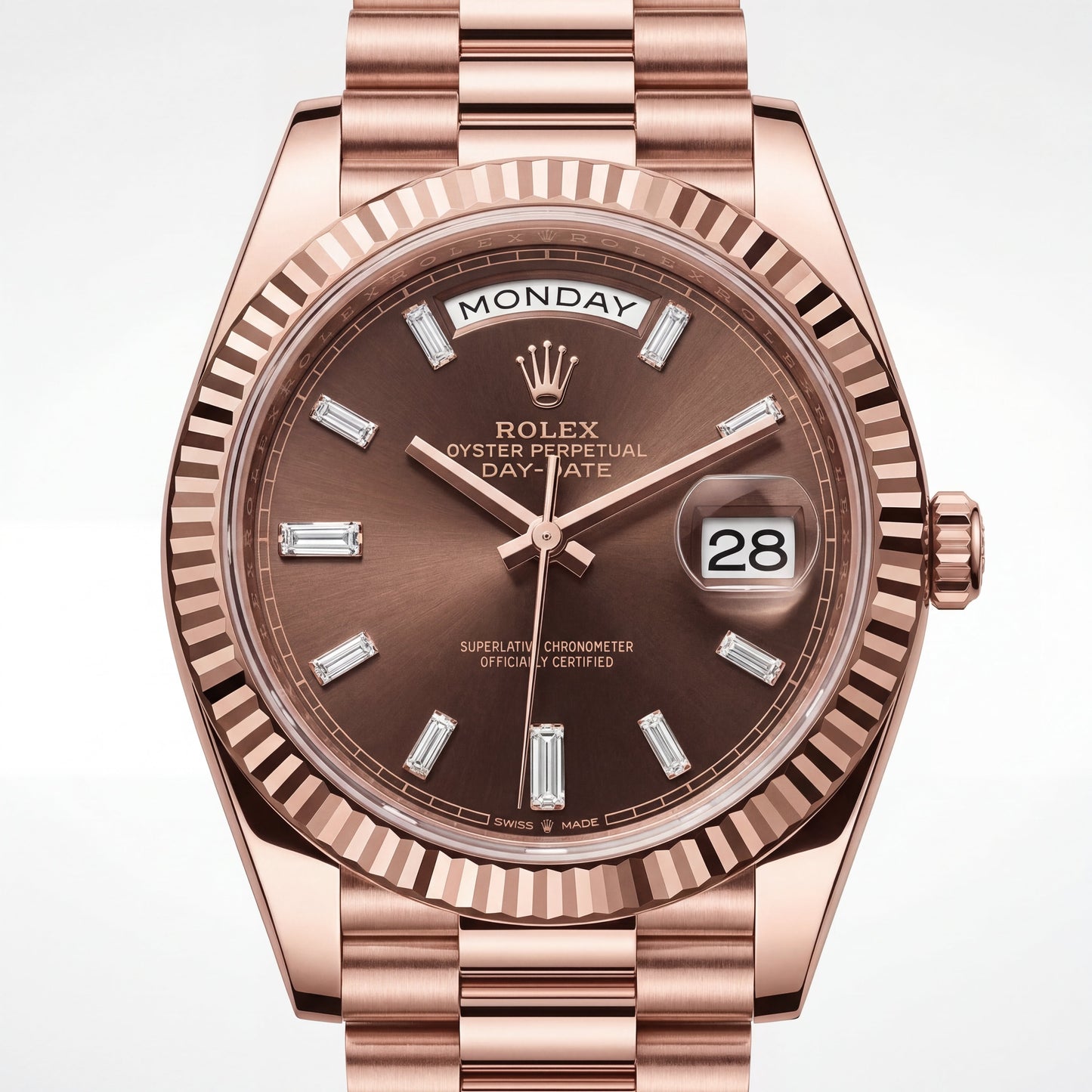 Rose Gold Day-Date Luxury Stainless Steel Watch