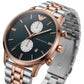 Emerald Green Chronograph Men’s Watch with Rose Gold & Silver Dual-Tone Bracelet