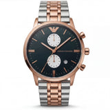 Emerald Green Chronograph Men’s Watch with Rose Gold & Silver Dual-Tone Bracelet