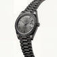 Slate Grey Fluted Bezel Day-Date Steel Watch