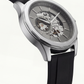 Silver Skeleton Automatic Dial Black Silicone Strap Men’s Watch