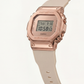 Rose Gold Digital Luxury Watch with Beige Resin Strap