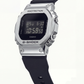 Silver Digital Luxury Watch with Black Resin Strap