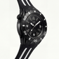 All-Black Skeleton Dive-Style Men’s Watch with Silicone Strap
