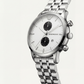 Silver Stainless Steel Chronograph Men’s Watch with White Dial