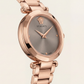 Rose Gold Stainless Steel Case Satin Silver Dial Luxury Medusa Bracelet Watch – Women