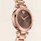 Rose Gold Stainless Steel Case Brown Textured Dial Luxury Medusa Bracelet Watch – Women