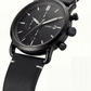 Matte Black Chronograph Leather Strap Men’s Watch