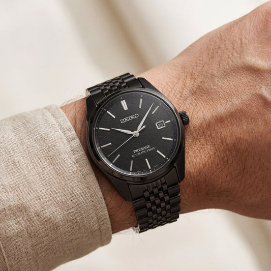 Black Textured Dial Automatic Power Reserve Men’s Watch