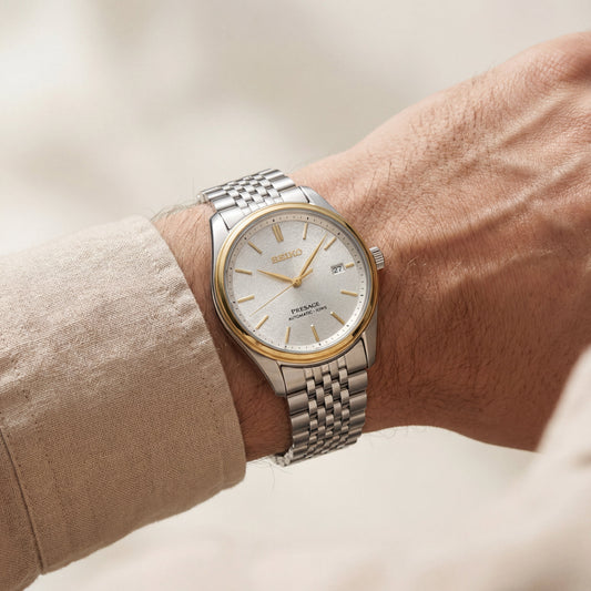Silver & Gold Bezel Textured Dial Automatic Classic Men’s Watch
