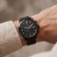 Matte Black Chronograph Leather Strap Men’s Watch