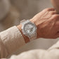 Transparent Case Silver Dial Digital-Analog Sports Watch