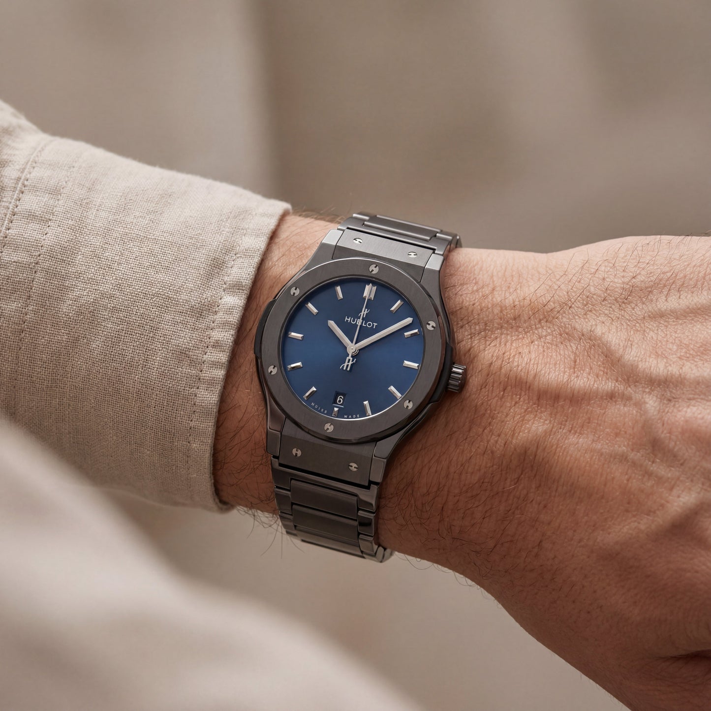 Matte Black Blue Sunburst Dial Minimalist Men’s Watch