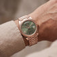 Rose Gold Day-Date Green Sunray Roman Dial Men’s Watch