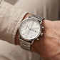 Classic Silver White Dial Stainless Steel Chronograph Watch
