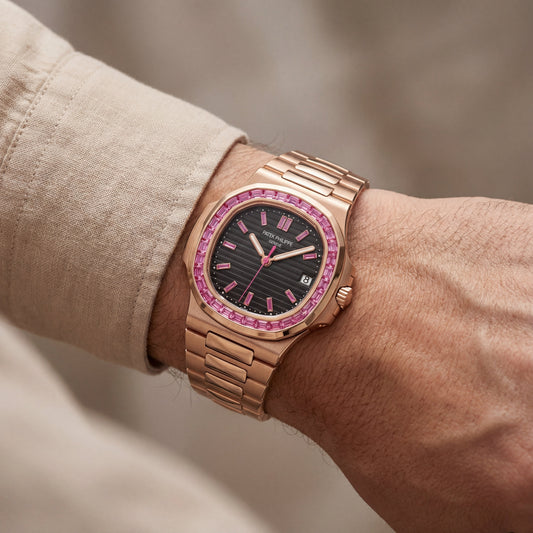 Rose Gold Luxury Watch with Pink Stone Inspired Bezel – Premium Series