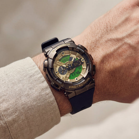 Gold Accent Hybrid Chronograph Tactical Sports Watch