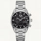 Steel Silver Industrial Chronograph Men’s Watch with Black Dial