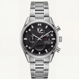Steel Silver Industrial Chronograph Men’s Watch with Black Dial