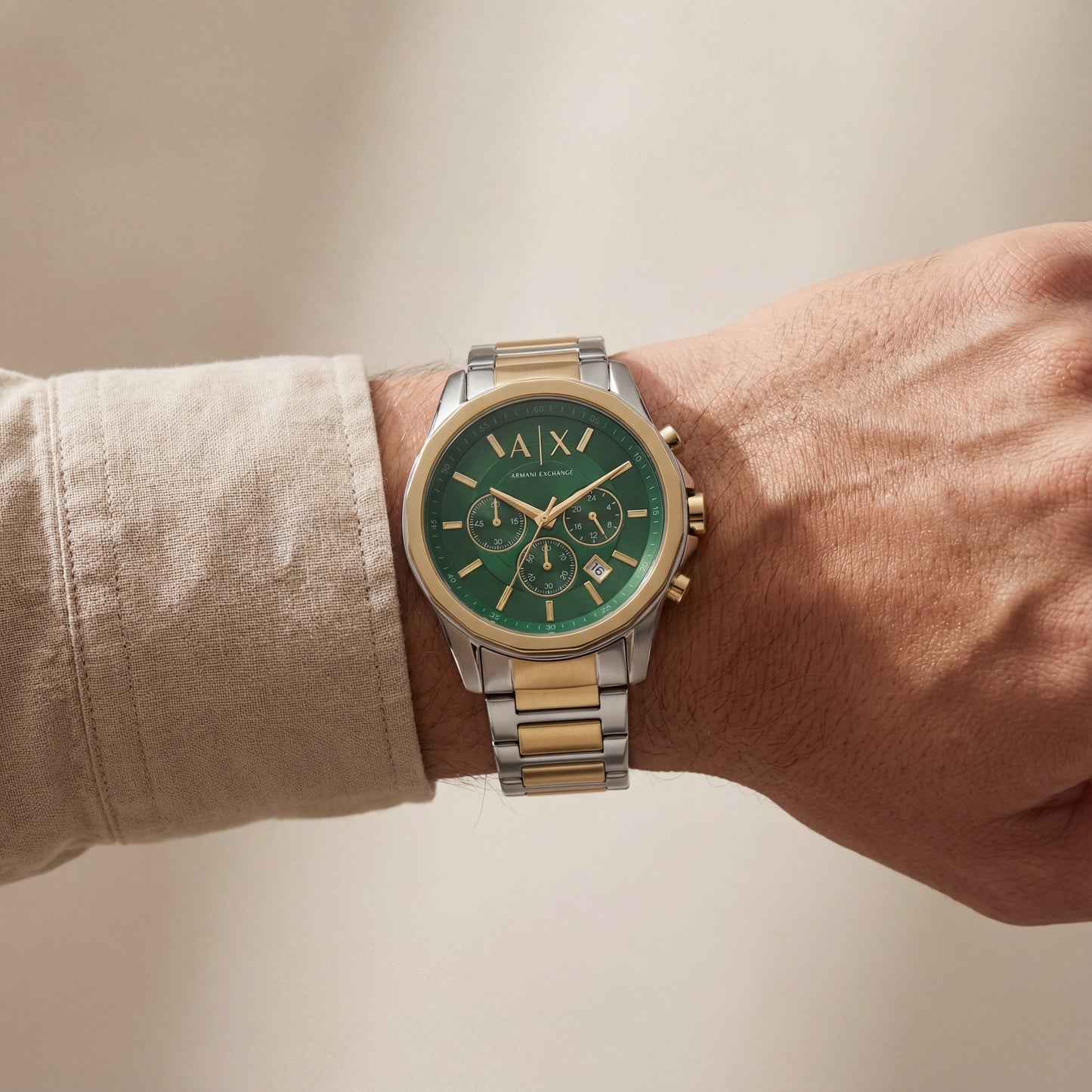 Centrix Emerald Green Two-Tone Chronograph Watch
