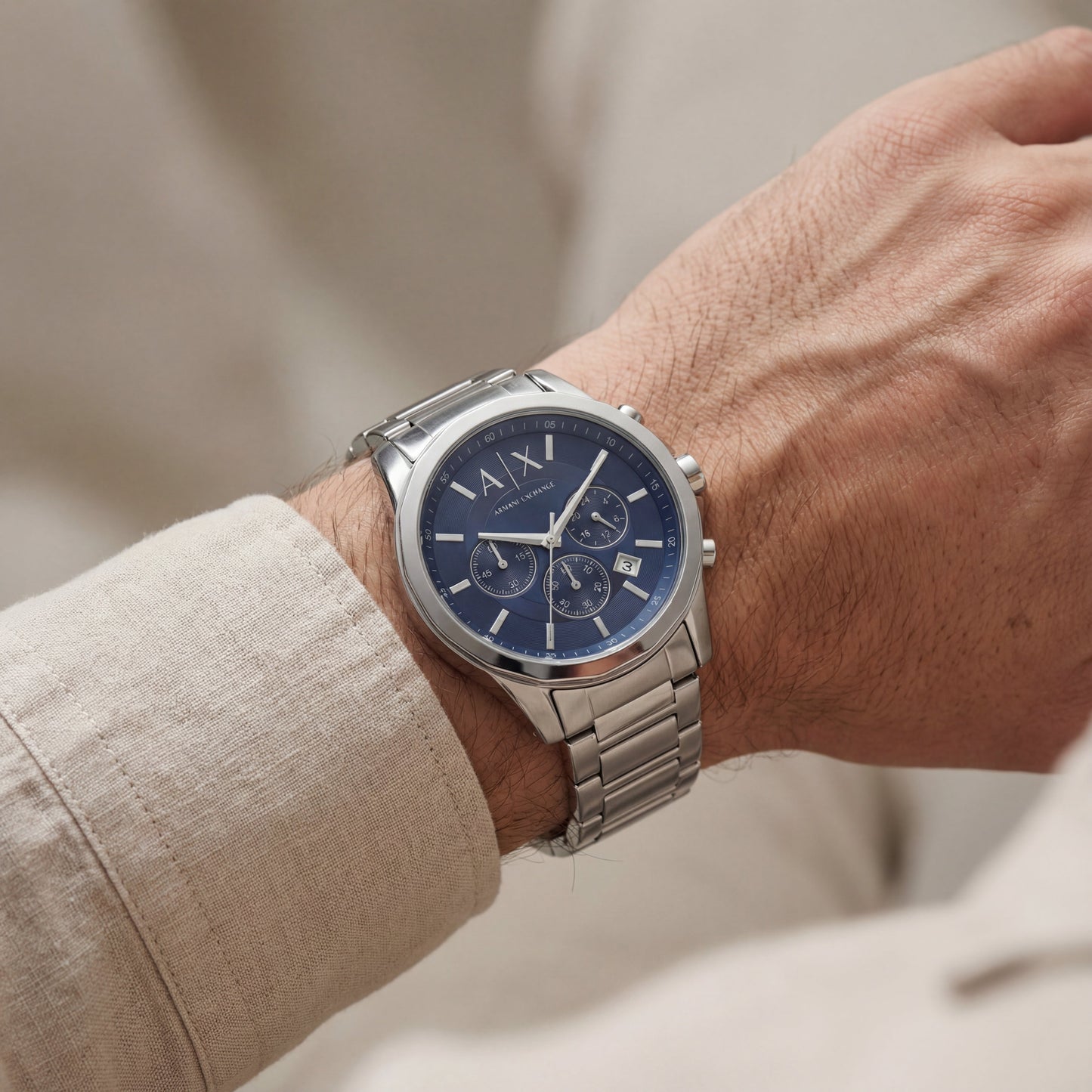 Centrix Deep Blue Silver Chronograph Watch