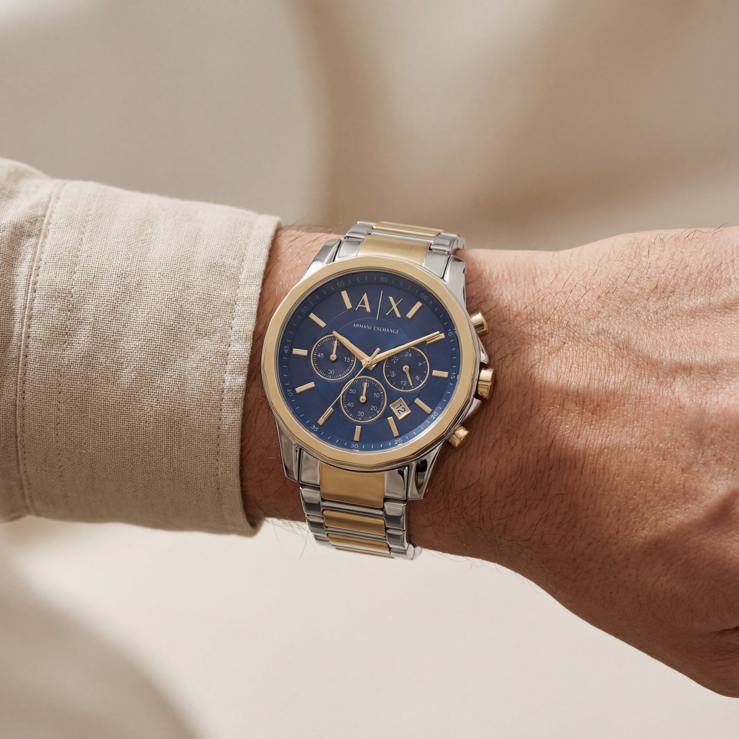 Centrix Royal Blue Silver–Gold Chronograph Watch